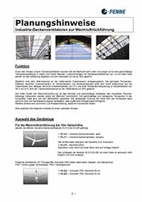 Planungshinweise Industrie-Deckenventilatoren zur Warmluftrückführung, ein PDF von Fenne KG