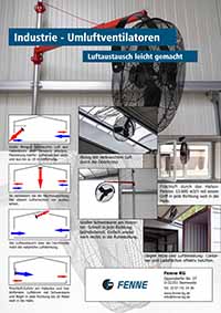 Prospektblatt Industrie-Umluftventilatoren zum Luftaustausch in Gewerbehallen, ein PDF von Fenne KG