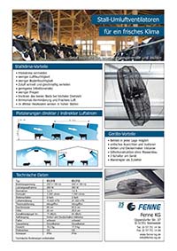 Prospektblatt Umluft in Ställen mit Industrie-Deckenventilatoren von Fenne KG als PDF